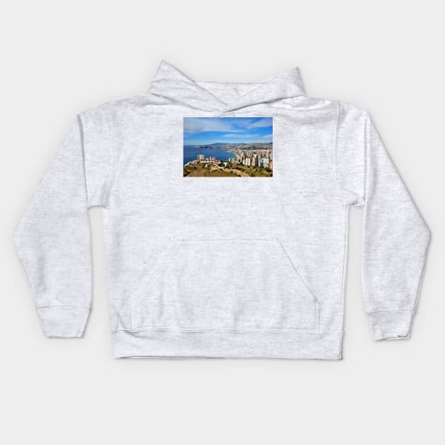 Benidorm Skyline Cityscape Costa Blanca Spain Kids Hoodie by Andy Evans Photos